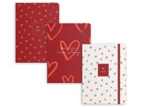 LIBRETA 14,5x10,5cm CON GOMA M AMOR 3M  SURTIDO A ELEGIR 1      @