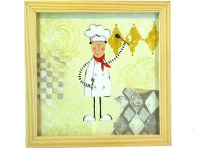 CUADRO MADERA CLARA COCINERO 23x23cm*10#*  