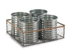 MACETERO METAL 4 LATAS SILVER 20x20x6cm{  5#2