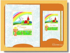 LIBRO COMUNION  30x24 CON DIARIO SIMIL NACAR MUSICAL { 