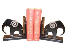 APOYA LIBROS 2 ELEFANTE MADERA NEGRO 19x18cm{*10#*