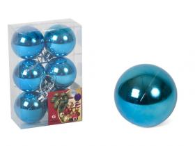 BOLA NAVIDAD BRILLO AZUL CAJA 6 Unidades 4cm   