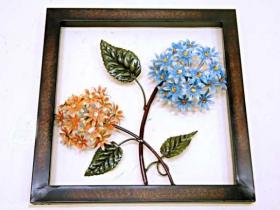 CUADRO METAL 33x33 DECORADO FLORES*�         