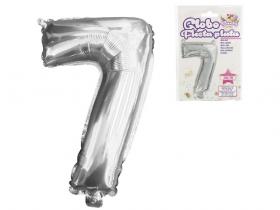 GLOBO POLIAMIDA METALIZADO PLATA N�7 39cm     
