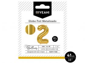 GLOBO POLIAMIDA METALIZADO COLOR ORO N�2 41cm       