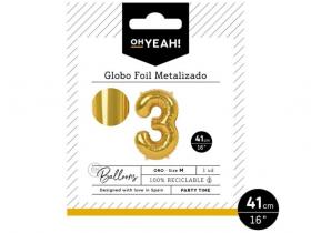 GLOBO POLIAMIDA METALIZADO COLOR ORO N�3 41cm       