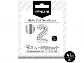 GLOBO POLIAMIDA METALIZADO PLATA N�2 41cm     