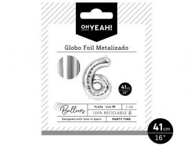 GLOBO POLIAMIDA METALIZADO PLATA N�6 41cm     