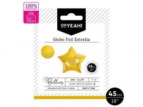 GLOBO POLIAMIDA ESTRELLA COLOR ORO METALI 45cm