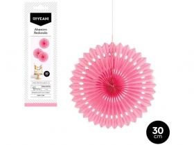 ABANICO PAPEL REDONDO ROSA PASTEL DIAMETRO 30cm      