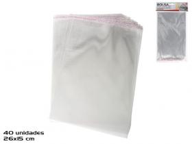 BOLSA CELOFAN ADHESIVO 40 Unidades 26x15cm        
