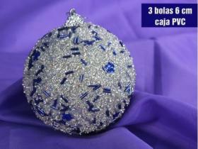 BOLA 3 Unidades DIAMETRO 6cm PLATA                    