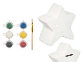 HUCHA PINTAR ESTRELLA 6 COLORES PINCEL