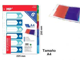 SEPARADORES DIN A4 6 DEPARTAMENTOS 29,5x22,5cm(12)     