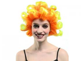 PELUCA RIZADA AMARILLO Y NARANJA ADULTO     �