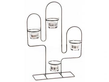 PORTA VELAS CACTUS METAL NEGRO 37cm             