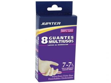 GUANTES JUPITER 8 Unidades LATEX MEDIANO TALLA 7   5#20