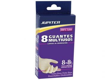 GUANTES JUPITER 8 Unidades LATEX GRANDE TALLA 8   5#20