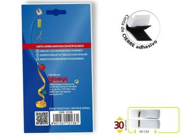 VELCRO CINTA CIERRE ADHESIVO 3x40cm BLANCO 