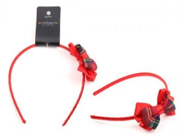 DIADEMA  CON LAZO COLEGIO ROJO 6cm          