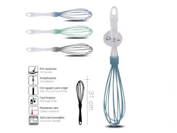 BATIDOR SILICONA MANGO TRANSPARENTE 3cm ALTURA 31cm  SURTIDO A ELEGIR 1 