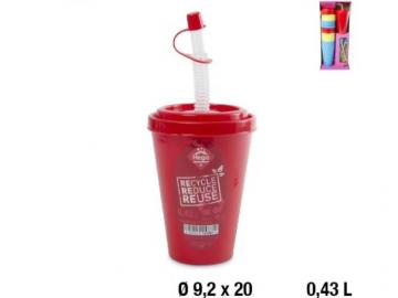 VASO CON TAPA PAJITA HAWAI 0,43l  SURTIDO A ELEGIR 1         