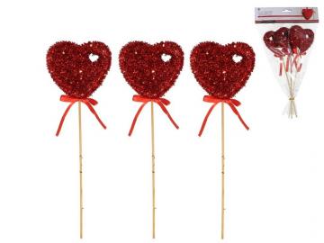 STICKS CORAZON 3 Unidades TERCIOPELO 8,5x2x27cm