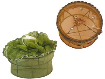 CAJITA JOYERO ORGANZA ALTURA 6 DIAMETRO 9cm  SURTIDO A ELEGIR 1  