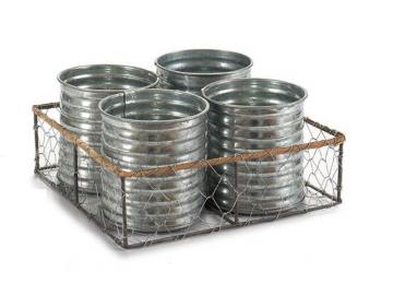 MACETERO METAL 4 LATAS SILVER 20x20x6cm  5#2