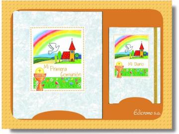 LIBRO COMUNION  30x24 CON DIARIO SIMIL NACAR MUSICAL  