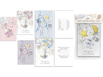 TARJETA INVITACIONES BAUTIZO  CON SB.2 Unidades 16x11cm  SURTIDO A ELEGIR 1     