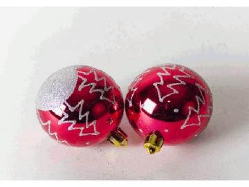 BOLA ADORNO ALTAIR x2 6cm ROJA Y PLATA  