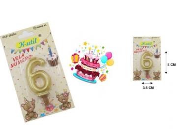 VELA N�6 CUMPLEA�OS 8cm ORO 