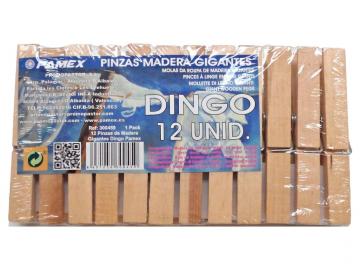 PINZA ROPA MADERA GIGANTE DINGO 12 Unidades       