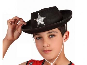 SOMBRERO SHERIFF NEGRO ESTRELLA 28cm   