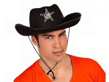 SOMBRERO NEGRO SHERIFF ESTRELLA 15 DIAMETRO 19 