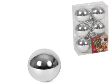 BOLA NAVIDAD BRILLO PLATA CAJA  6 Unidades 4cm   