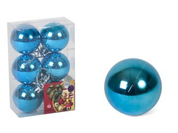 BOLA NAVIDAD BRILLO AZUL CAJA 6 Unidades 4cm   