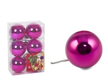 BOLA NAVIDAD BRILLO FUCSIA CAJA 6 Unidades 4cm 