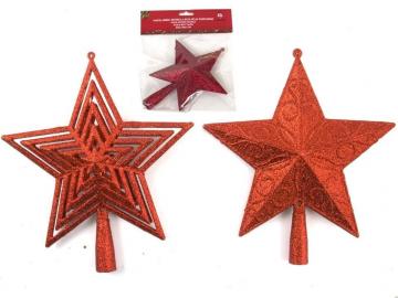 PUNTA ARBOL ESTRELLA PURPURINA ROJO 21cm  