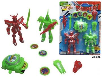 ROBOT 2 Unidades 12x7,5cm RELOJ LANZADOR BLISTER   