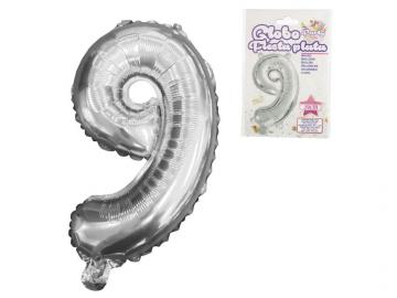 GLOBO POLIAMIDA METALIZADO PLATA N�9 39cm     