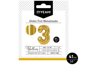 GLOBO POLIAMIDA METALIZADO COLOR ORO N�3 41cm       