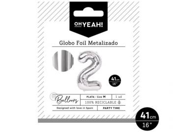 GLOBO POLIAMIDA METALIZADO PLATA N�2 41cm     