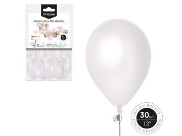 GLOBO METALIZADO BLANCO 30cm LATEX 10 Unidades       