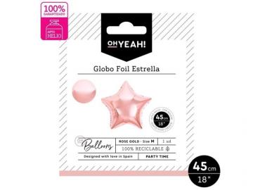 GLOBO POLIAMIDA ESTRELLA ROSA COLOR ORO 45cm  