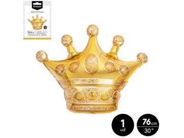 GLOBO POLIAMIDA CORONA COLOR ORO METALIZADO 76cm