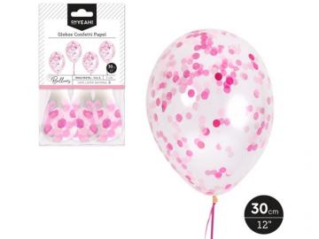 GLOBO LATEX CON CONFETI PAPEL ROSA PASTEL 30cm