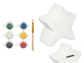 HUCHA PINTAR ESTRELLA 6 COLORES PINCEL