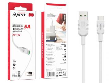 CABLE TIPO C A USB 5A 1m AVANT FORCE BLANCO 